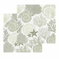 thumbnail image 1 of Coastal Sage Green Dish Towels Set, Waffle Weave Kitchen Towels 2 Pieces, Ocean Coral Starfish Shell Modern Microfiber Hair Face Bath Tea Towel Absorbent Quick Drying Cleaning Dish Cloths, 12"x12", 1 of 7