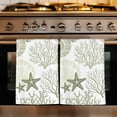 thumbnail image 1 of Coastal Sage Green Kitchen Towels Set of 3, Ocean Coral Starfish Shell Modern Absorbent Dish Towels for Kitchen, Microfiber Hand Towel, Quick Drying Tea Towel for Cleaning Decorative Dishcloths, 1 of 7