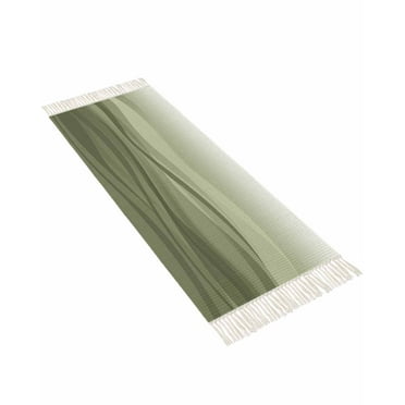 Coastal Sage Green Rugs for Entryway 2'x5', Laundry Room Rug Washable Woven Cotton Area Rug with Tassels Runner Rug, Seawave Stripe Minimalist Ombre Art Non Slip Throw Rug Carpet for Hallways Bedroom