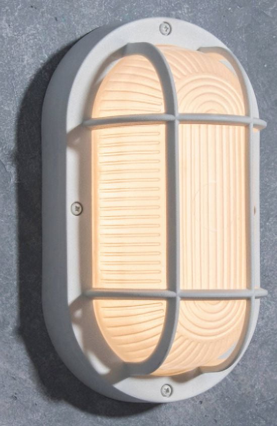 White Oval Plastic Outdoor Bulkhead Wall Lantern