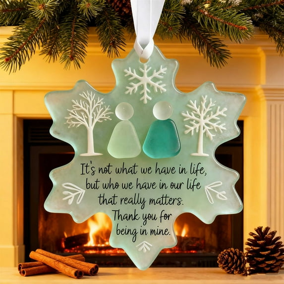 Coastal Sea Glass Christmas Ornaments,Snowflake-Shaped Sea Glass Christmas Ornaments,Sea Glass Friendship Decor,Timeless Keepsake Gifts for Best Friends,Christmas Tree Hanging Decorations