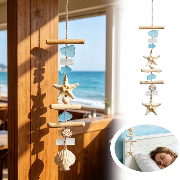 Coastal Sea Glass Resin Window Hanging Ornament, Nautical Themed Decorative Pendant, for Indoor Outdoor Yard Windowsill Bedroom Living Room Holiday Party Decor
