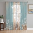 thumbnail image 1 of Coastal Sea Horse Sheer Curtains 84 Inch Length 2 Panels Set, Summer Coral Ocean Vintage Wood Voile Window Treatment Rod Pocket Curtains Sheers Drapes for Bedroom/Living Room/Kitchen 52"x84"x2, 1 of 7