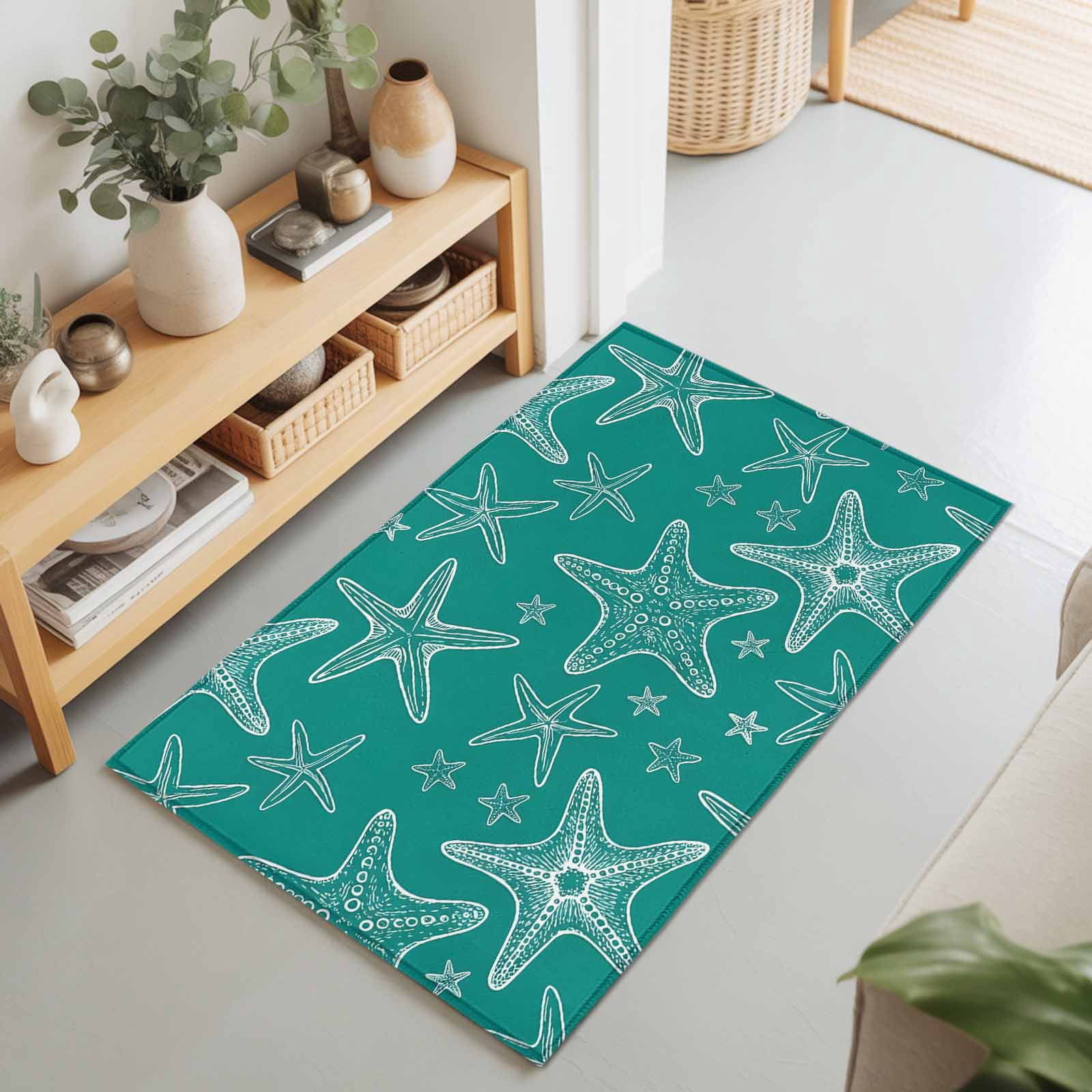 Coastal Sea Starfish Seamless Rectangle Area Rug 2x3ft,Living Room Rug ...
