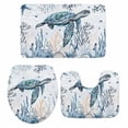 thumbnail image 1 of Coastal Sea Turtle Bath Mat 3 Piece Bathroom Rug Set, Summer Ocean Coral Conch Non Slip Bath Rug Contour Mat and Toilet Lid Cover, Absorbent Shower Mats Soft Bath Rugs and Mats Sets, 1 of 8