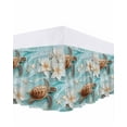 thumbnail image 1 of Coastal Sea Turtle Bed Skirt King Size 18" Drop Beach Ocean White Floral Starfish Ruffled Wrap Around Bed Skirts Adjustable Elastic Bedskirt Dust Ruffle for King Size Bed, 1 of 7
