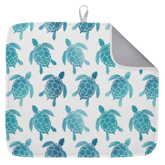 Coastal Sea Turtle Dish Drying Mat for Kitchen Counter,Nautical ...