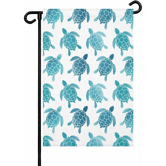 Coastal Sea Turtle Garden Flag 12x 18 Double Side, Nautical Turquoise Ocean Creatures Garden Flags Outside House Flag Banner Welcome Yard Flag for Holiday Party Outdoor Decorations All Seasons