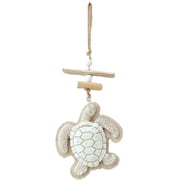 Coastal Sea Turtle Hanging Ornament, Beach Turtle Wall Hanger, Nautical Ocean Themed Pendant, Wooden Turtle Decorative Charm, Beach House Wall Accessory, Rustic Sea Creature Ornament