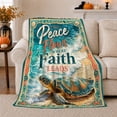 thumbnail image 1 of Coastal Sea Turtle Inspirational Text, Peaceful Coastal Landscape Scene, Soft Flannel Blanket for Beach House and Living Room, Beach Lovers Encouragement Gift, Coastal Home Decor, 1 of 9