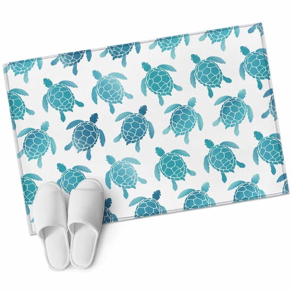 Coastal Sea Turtle Large Area Rugs for Bedroom Living Room, Soft Non Slip Carpet Bedside Rug, Nautical Turquoise Ocean Creatures Rectangular Floor Cover Kitchen Accent Rug 2'x3' for Office