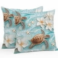 thumbnail image 1 of Coastal Sea Turtle Outdoor Pillow Covers Pack of 2 Beach Ocean White Floral Starfish Waterproof Throw Pillow Covers Decorative Cushion Cases for Patio Garden Tent Balcony Couch 26x26 inch, 1 of 8