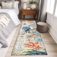 thumbnail image 1 of Coastal Sea Turtle Runner Rug 2x6 FT,Non Slip Hallway Carpet,Rustic Vintage Nautical Starfish Coral Washable Soft Floor Carpet Throw Runner Carpet Long Rug for Entryway Kitchen Bedside Sliding Door, 1 of 9