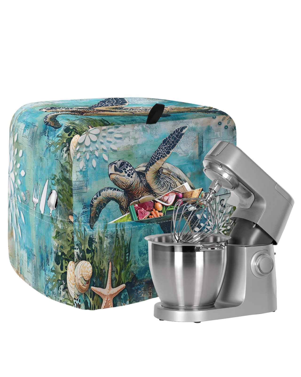 Turtle Computer Dust Cover Coastal Sea Turtle Stand Mixer Dust Cover with Storage Pocket & Handles ...