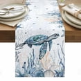 thumbnail image 1 of Coastal Sea Turtle Table Runner - 90 Inch Long, Kitchen Dining Table Runner Dresser Scarves, Summer Ocean Coral Conch Farmhouse Decor for Coffee Tables Wedding Party Banquet, 1 of 8