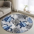 thumbnail image 1 of Coastal Sea Turtles Round Area Rug 3Ft Washable Small Circle Rugs for Kitchen Entryway, Blue Summer Coral Ocean Beach Anchor Non-Slip Carpet Floor Mats Indoor Outdoor Carpet Runner Home Decor, 1 of 8