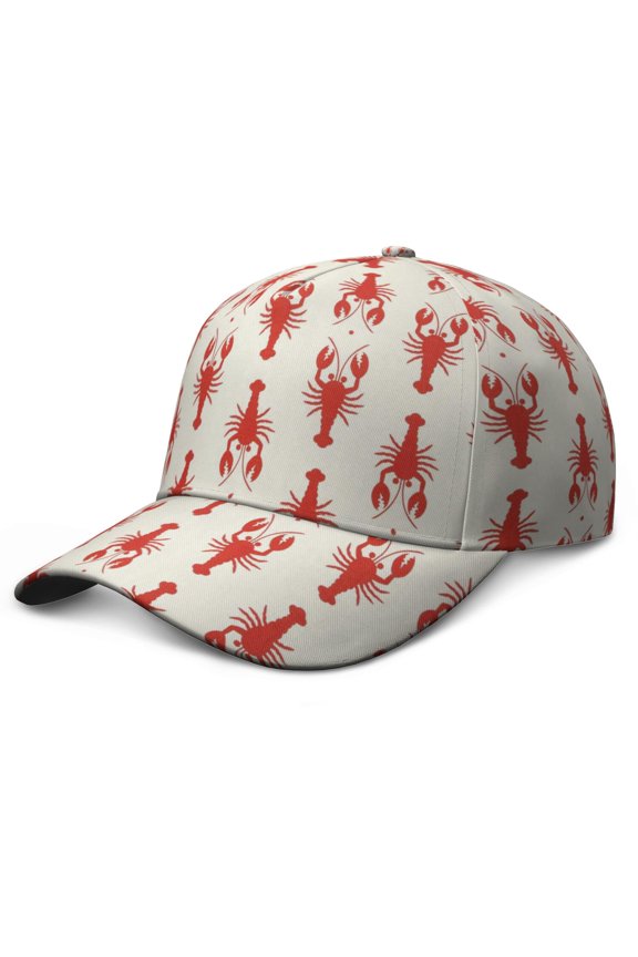 Coastal Seafood Baseball Cap – Vintage Lobster Marine Ocean Sea Life Nautical Dad Hat with Tropical Beach Print, Lightweight Breathable Summer Hat for Men Women Outdoor Gift