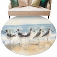 thumbnail image 1 of Coastal Seagull Large Area Rugs for Bedroom Living Room, Soft Non Slip Carpet Bedside Rug, Blue Ocean Summer Birds Oil Painted Round Floor Cover Kitchen Accent Rug 6' for Dining Room/Office, 1 of 9