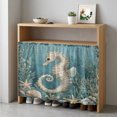 thumbnail image 1 of Coastal Seahorse Blue Green Cabinet Curtain 35"Wx35"L,Dustproof Under Sink Skirt W/ Self Adhesive Tape,Summer Ocean Starfish Coral Cabinet Curtain Cover for Kitchen Sink,Bathroom Vanity,Laundry Room, 1 of 9