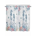 thumbnail image 1 of Coastal Seahorse Living Room Curtains 2 Panel, Summer Beach Nautical Ocean Coral Cafe Window Treatment, Extra Long Farmhouse Bedroom Bathroom Kitchen Curtains Drapes 104"x72", 1 of 6