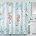 thumbnail image 1 of Coastal Seahorse Shower Curtain Starfish Coral Beach Ocean Decorative Bath Curtain 72 x 72 Inch Polyester Fabric Machine Washable Waterproof Bathroom Curtain with 12 Hooks, 1 of 6