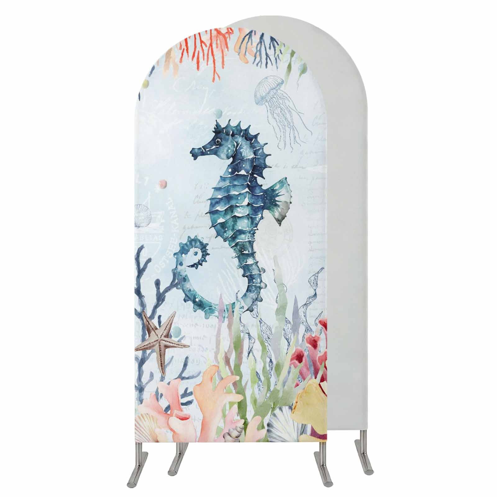 Coastal Seahorse Wedding Arch Cover,Stretchy Spandex Arch Backdrop ...