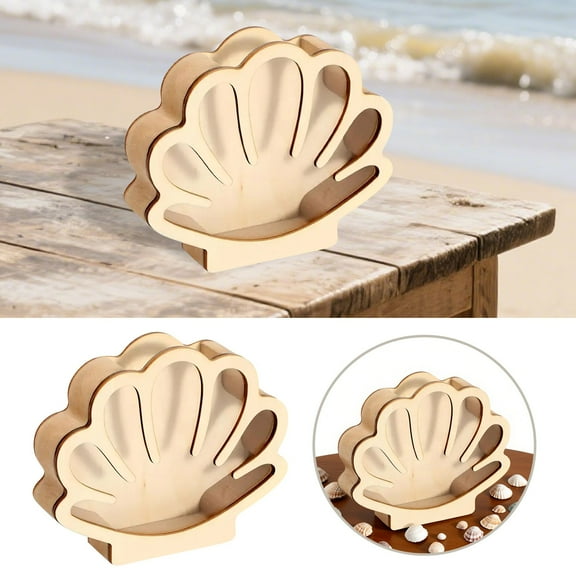 Coastal Seashell Display Box - Wooden Shadow Box with Clear Glass Panel, for Organizing Shells, Starfish, Shark Teeth & Sea Glass - Beach Themed Home Decor