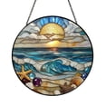 Coastal Seashell Mosaic Tempered Glass Art Round Ocean View Home Wall ...