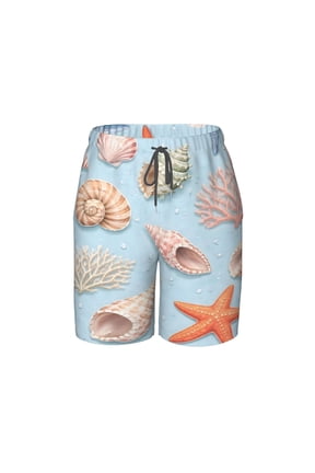 Coastal Seashell Ocean Starfish And Shell Beach Pants Lightweight and Quick-Drying Teen Shorts with Mesh Lining and Drawstring