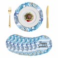 thumbnail image 1 of Coastal Seashell Round 13 Inch Placemats Set of 8, Summer Ocean Starfish Conch Blue Stripes HeatResistant Non Slip Place Mats for Dining Table, Wipeable Braided Kitchen Table Mats for Housewarming, 1 of 9