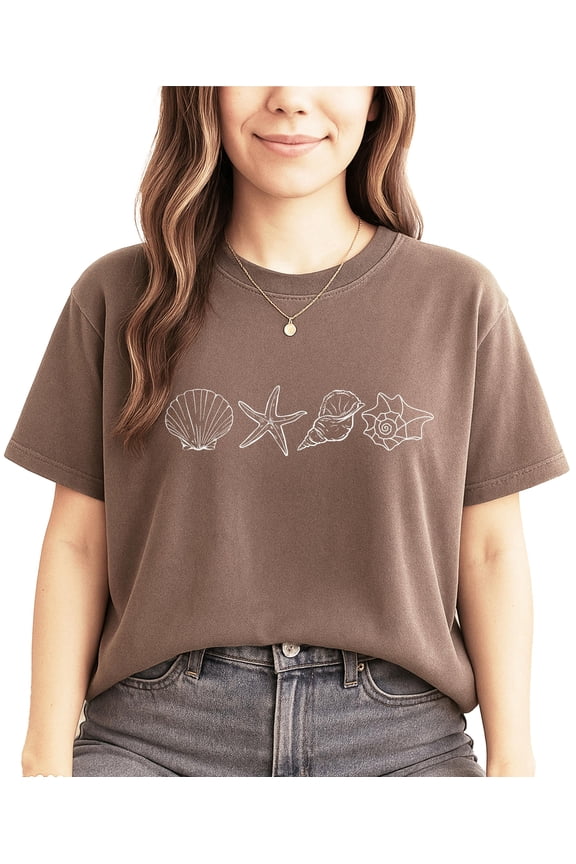 Coastal Seashell Shirt for Women & Teens Trendy Shell Tee for Summer Espresso Shirt Adult 2XL