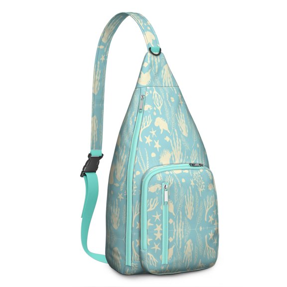 Coastal Seashell Shoulder Bag - Nautical-Themed with Spiral Shell & Beach Prints, Durable Tear-proof Crossbody Pack for Men & Women