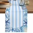 thumbnail image 1 of Coastal Seashell Table Runner 90 Inches, Summer Ocean Starfish Conch Blue Stripes Bed Runner Dresser Scarves Tabletop for Indoor Outdoor Parties/Ceremony/Banquet, 13" x 90", 1 of 9