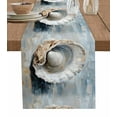 thumbnail image 1 of Coastal Seashells Burlap Cotton Table Runner 18x72 Inches Long, Rustic Nautical Oil Abstract Painting Farmhouse Table Runners, Outdoor Dining Tablecloths Decor for Baby Shower/Party/Wedding, 1 of 1