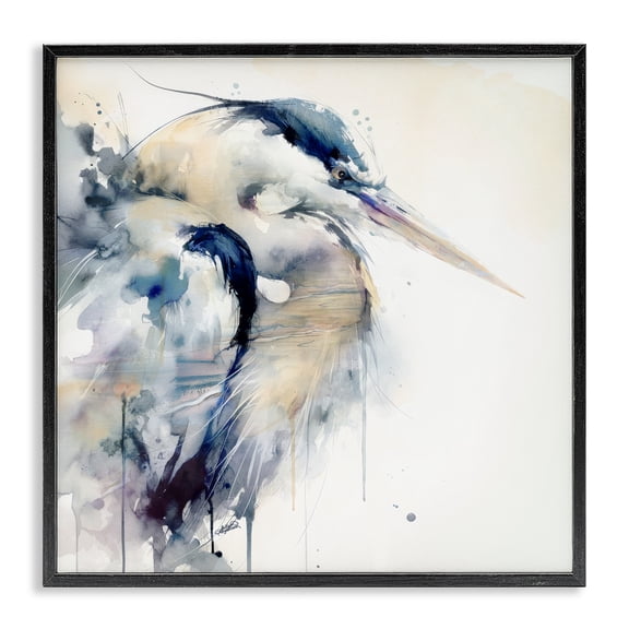 Stupell Industries Coastal Serenity Blue Heron Black Framed Giclee Art, design by Sally Kaye Barlow/Makaio Design, 12 x 12