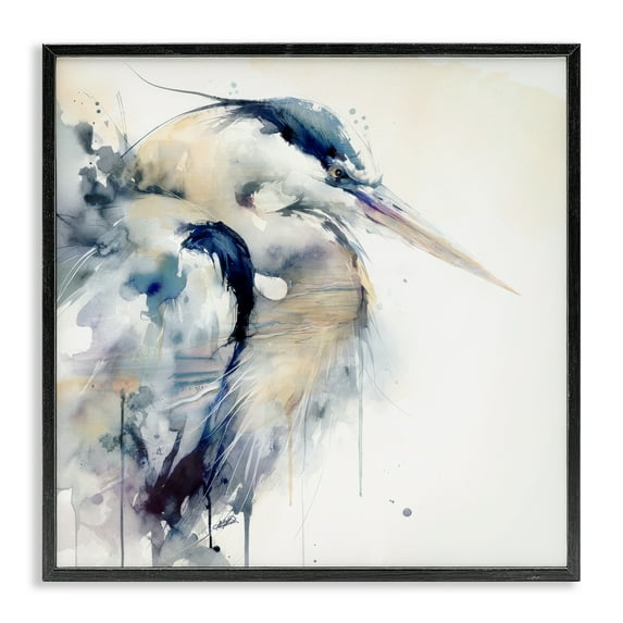 Stupell Industries Coastal Serenity Blue Heron Black Framed Giclee Art, design by Sally Kaye Barlow/Makaio Design, 24 x 24