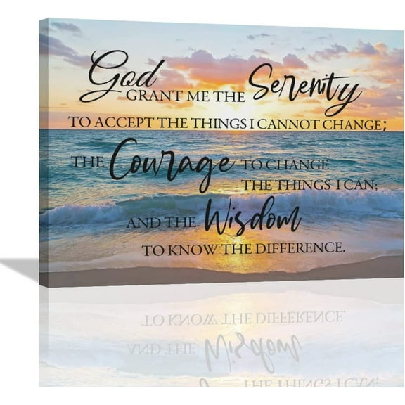 Coastal Serenity Prayer Wall Art Seascape Scripture Quotes Canvas Prints Painting Ocean Beach Pictures Framed Religious Artwork Office Home decor 16''''x12''''