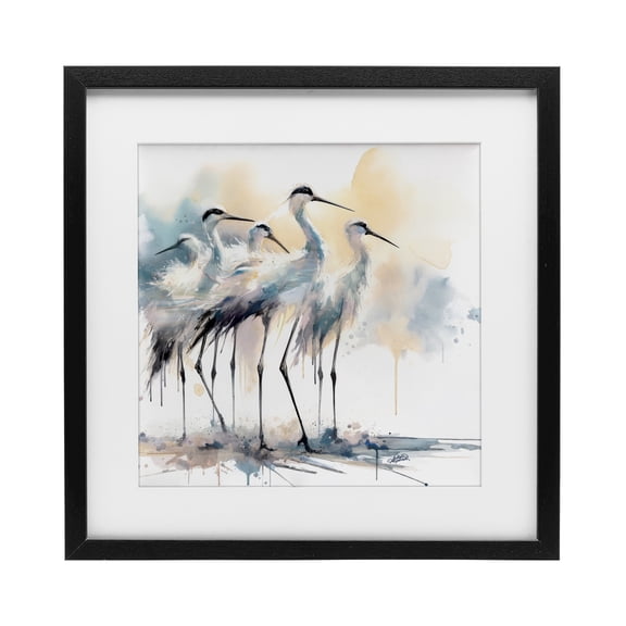 Stupell Industries Coastal Serenity Sea Birds Black Framed Print Under Glass, design by Sally Kaye Barlow/Makaio Design, 13 x 13