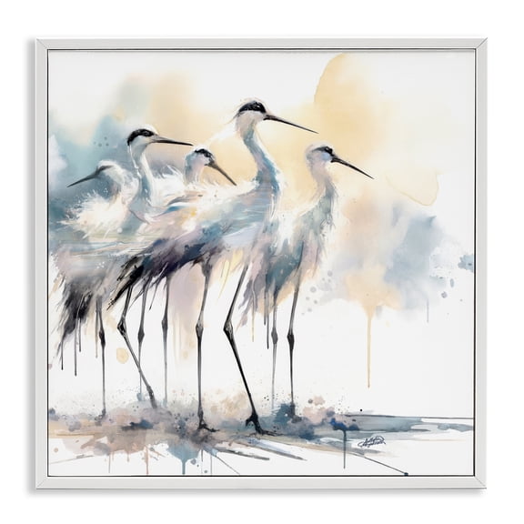 Stupell Industries Coastal Serenity Sea Birds White Framed Giclee Art, design by Sally Kaye Barlow/Makaio Design, 17 x 17