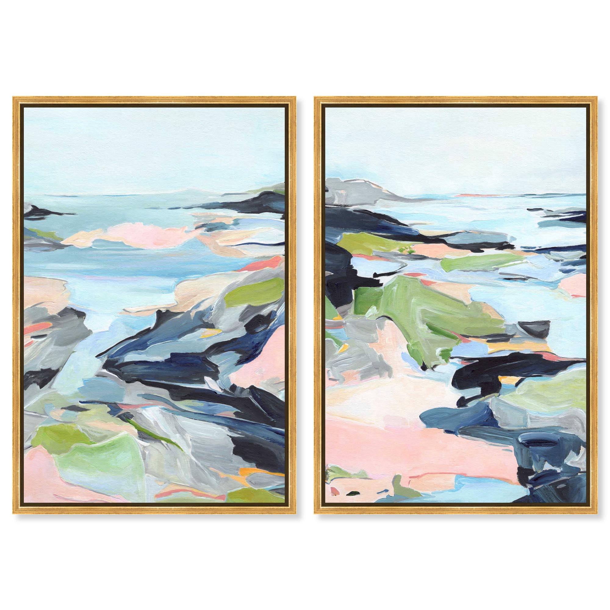 Coastal Serenity Set Canvas Print Sunset Pink Wall Decor Set by Art ...