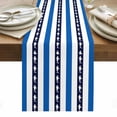 thumbnail image 1 of Coastal Shark Table Runner - 108 Inch Long, Kitchen Dining Table Runner Dresser Scarves, Ocean Navy Blue White Stripe Geometric Farmhouse Decor for Coffee Tables Wedding Party Banquet, 1 of 8