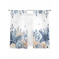 thumbnail image 1 of Coastal Sheer Curtains 2 Panels Set Ocean Blue Beige Starfish Shells Eucalyptus Leaves Sheer Window Curtains Light Filtering Rod Pocket Voile Drapes for Bedroom Living Room 52"x63", 1 of 8
