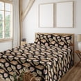 thumbnail image 1 of Ambesonne Coastal Fitted & Flat Sheet with Sham 3 Pcs Set, Marine Watercolor Ocean Art, Twin, Black Sand Brown and Peach, 1 of 5