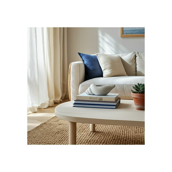 Coastal Shell Figurine - Decorative Ceramic Accent for Home, Office, Bedroom, Living Room - Nautical Coastal Decor - 4" White