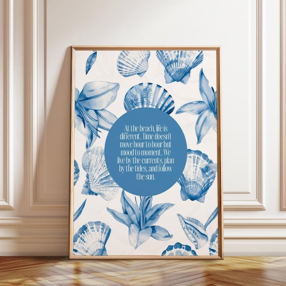 Coastal Shell Inspirational Beach House Wall Art Print, Unframed Paper Poster 24x36in