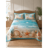 Coastal Shell Ocean Quilted 3-Piece Bedding Set - Walmart.com