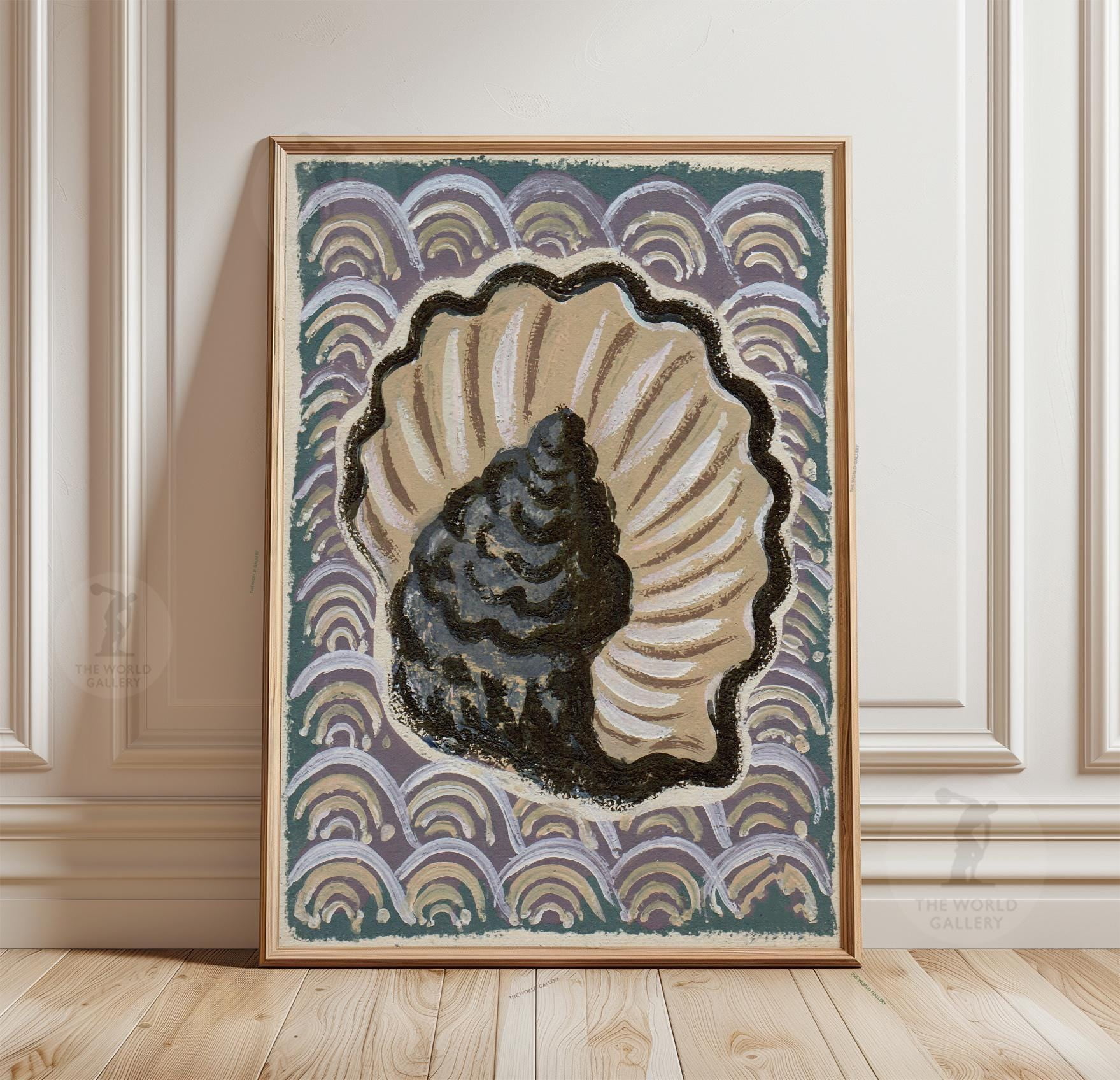Shell Print Artist Coastal Shell Poster, Nautical Folk Art Print, Paper Wall Decor ...