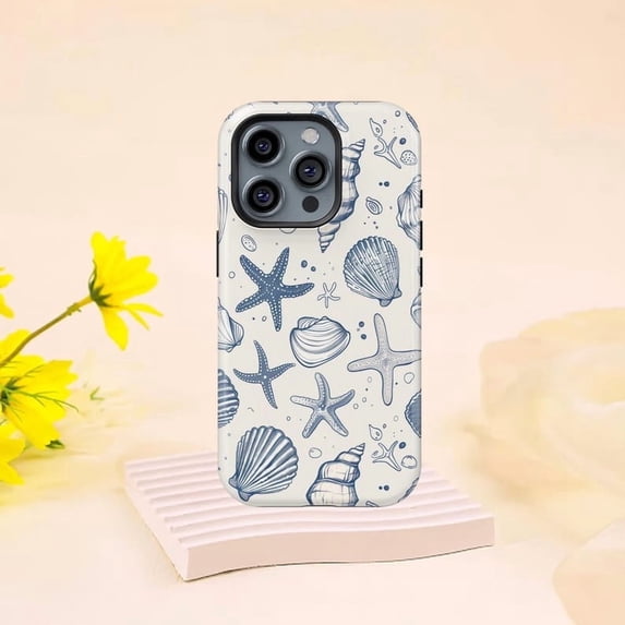 Coastal Shell Print Beach Inspired Protection iPhone 11 12 13 14 15 16