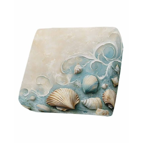 Coastal Shell Sofa Couch Cushion Covers Washable, Removable Stretchable Sectional Couch Covers, Summer Beach Nautical Seaside Slipcovers for L & T Shape Sofa Furniture Protector S Size 1 pc