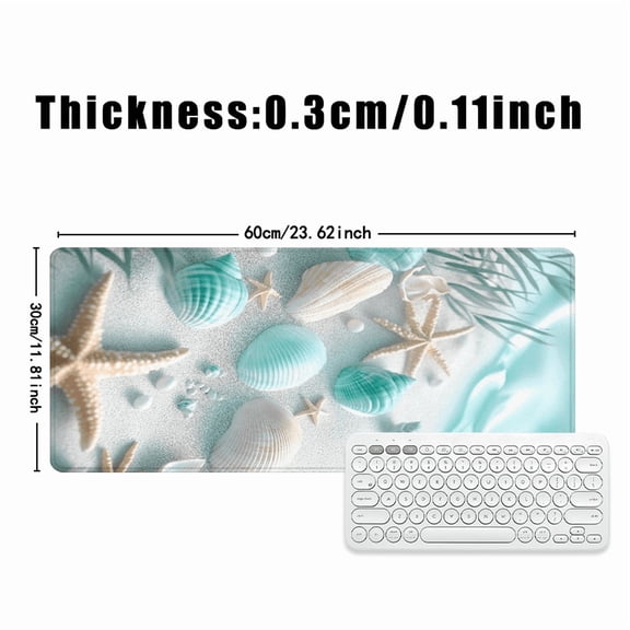 Coastal Shell and Starfish Mouse Pad 31.5 x 11.82 inches Rubber Desk Accessory for Office and Home Use